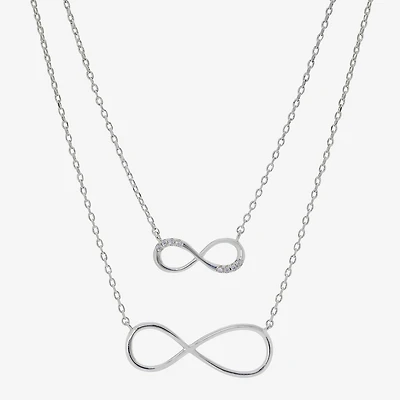 Sparkle Allure Womens Cubic Zirconia Pure Silver Over Brass Infinity 2-pc. Necklace Set