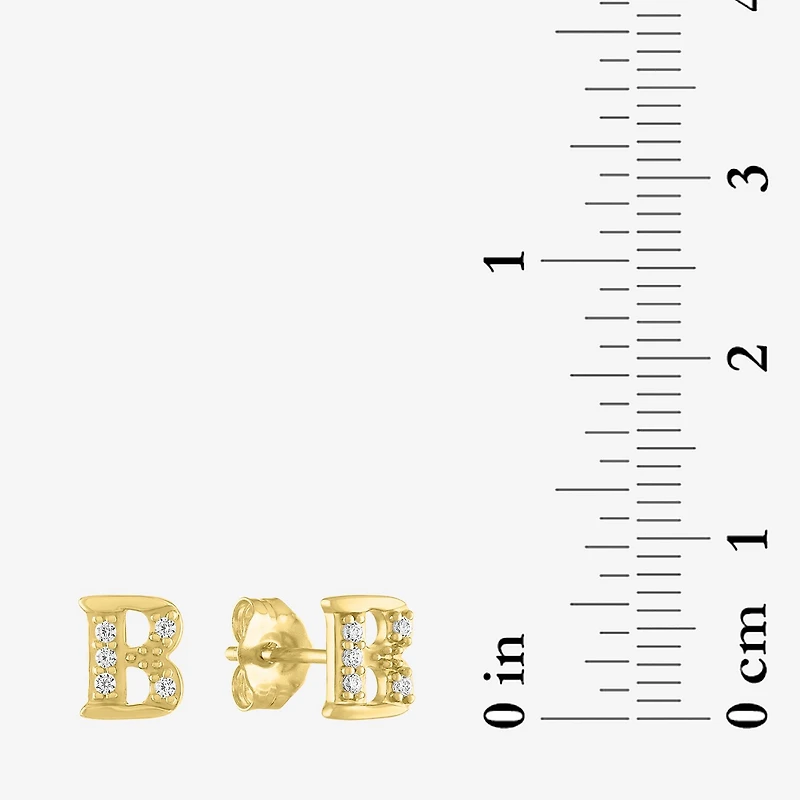 Diamond Addiction Lab-Grown (G-H / Si2-I1) Accent Initial Stud Earrings 10K Gold