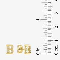 Diamond Addiction Lab-Grown (G-H / Si2-I1) Accent Initial Stud Earrings 10K Gold
