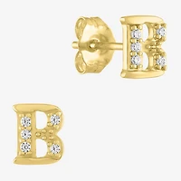 Diamond Addiction Lab-Grown (G-H / Si2-I1) Accent Initial Stud Earrings 10K Gold