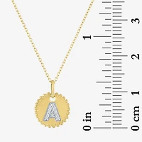 Diamond Addiction Intial Womens Accent Natural White 10K Gold Pendant Necklace