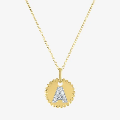Diamond Addiction Intial Womens Accent Natural White 10K Gold Pendant Necklace