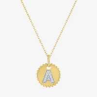 Diamond Addiction Intial Womens Accent Natural White 10K Gold Pendant Necklace