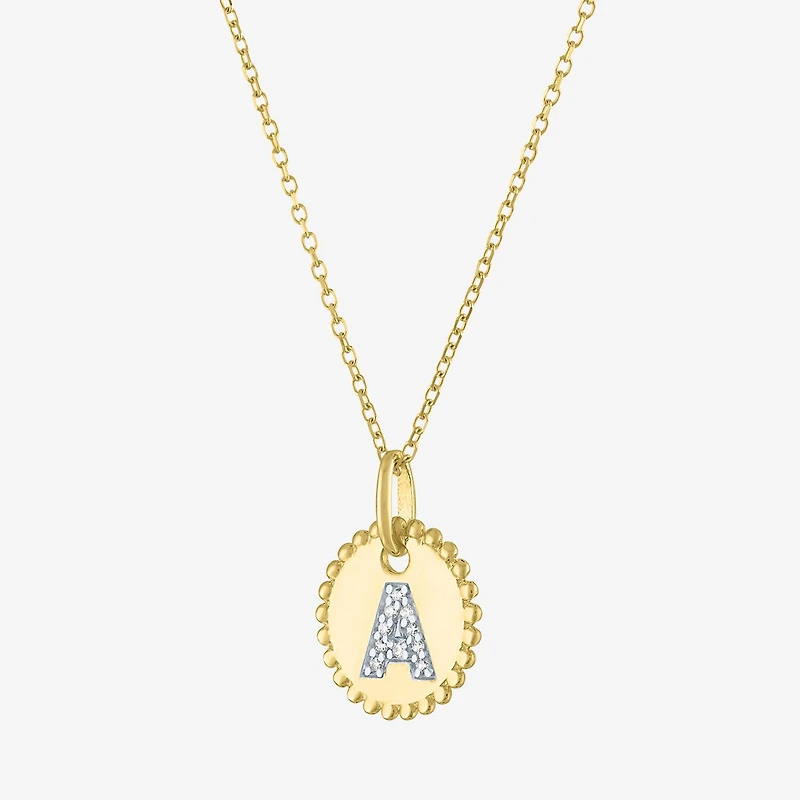Diamond Addiction Intial Womens Accent Natural White 10K Gold Pendant Necklace