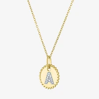 Diamond Addiction Intial Womens Accent Natural White 10K Gold Pendant Necklace