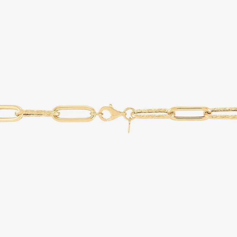 Gold Addiction Womens 14K Gold 8 Inch Hollow Paperclip Chain Bracelet