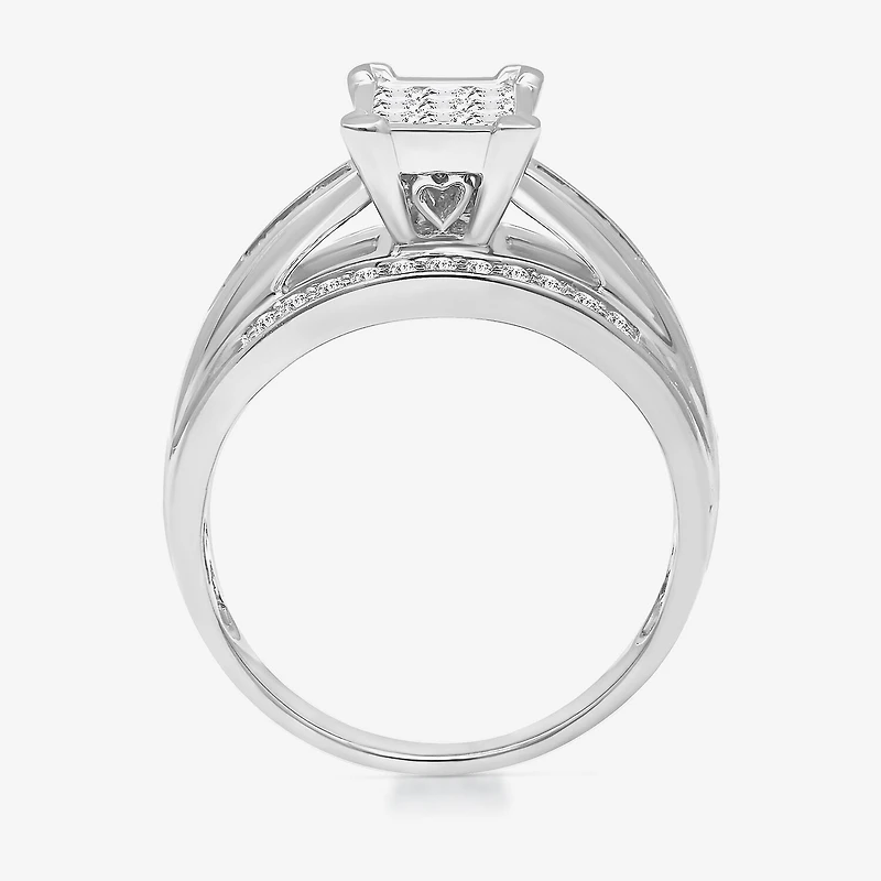 Womens 1/2 CT. T.W. Natural White Diamond 14K Gold Side Stone Engagement Ring