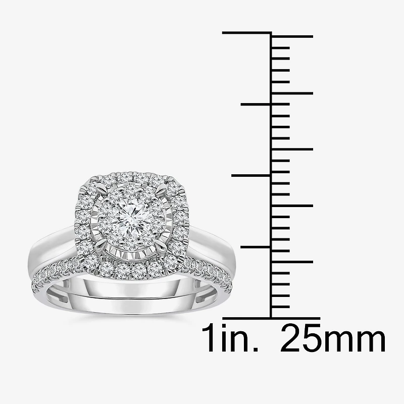 (I / I1) Womens 1 CT. T.W. Lab Grown White Diamond 10K Gold Cushion Solitaire Engagement Ring