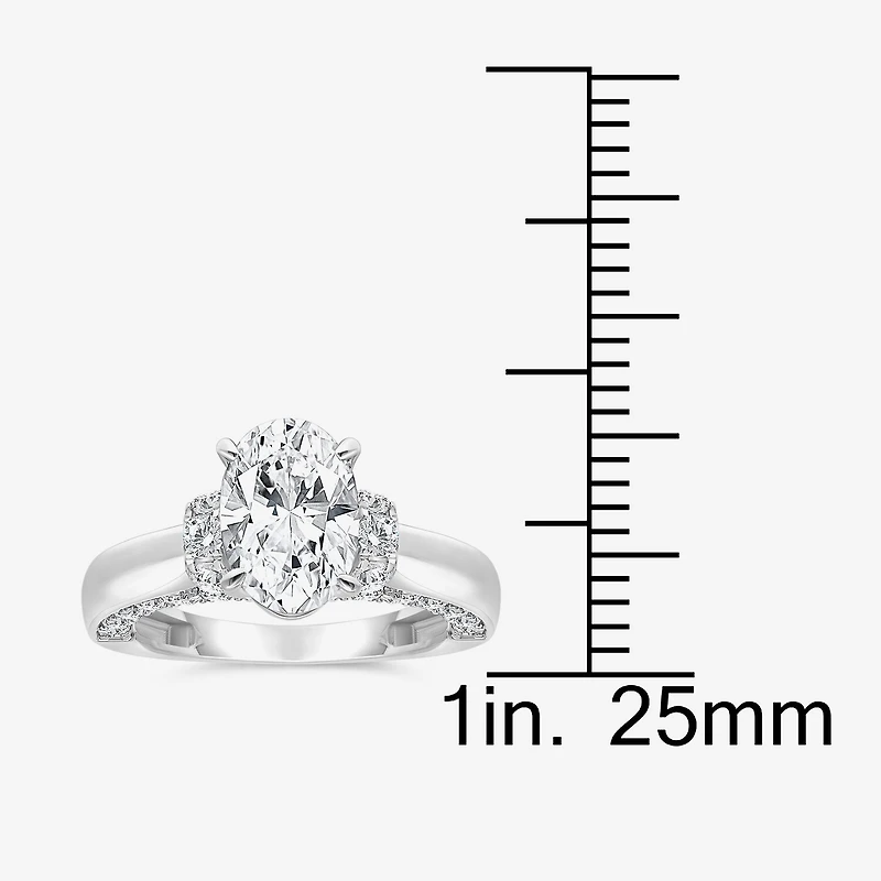 (I / I1) Womens 3 CT. T.W. Lab Grown White Diamond 10K Gold or 14K Oval Solitaire Engagement Ring