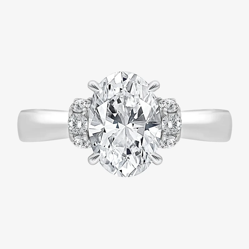(I / I1) Womens 3 CT. T.W. Lab Grown White Diamond 10K Gold or 14K Oval Solitaire Engagement Ring