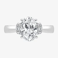 (I / I1) Womens 3 CT. T.W. Lab Grown White Diamond 10K Gold or 14K Oval Solitaire Engagement Ring
