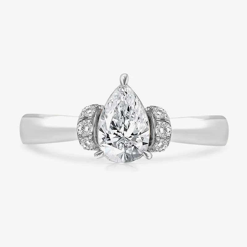 (I / I1) Womens 2 CT. T.W. Lab Grown White Diamond 10K Gold or 14K Pear Solitaire Engagement Ring