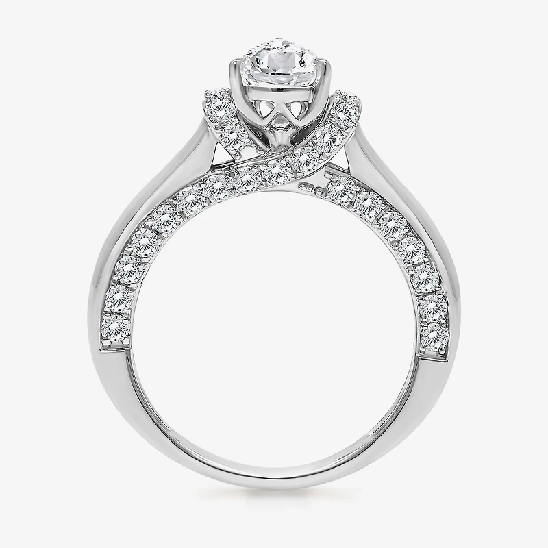 (I / I1) Womens 2 CT. T.W. Lab Grown White Diamond 10K Gold or 14K Pear Solitaire Engagement Ring