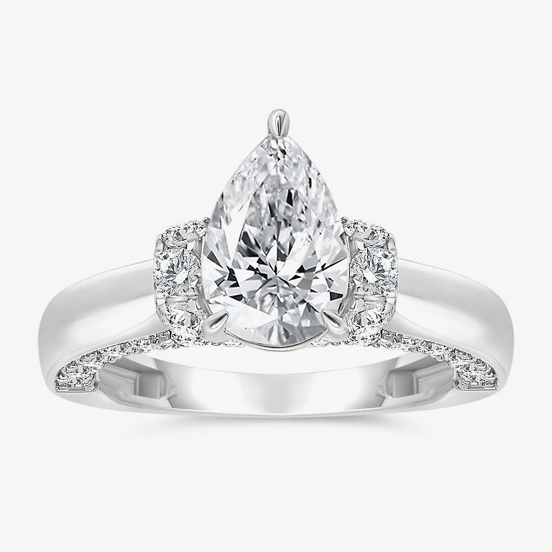 (I / I1) Womens 3 CT. T.W. Lab Grown White Diamond 10K Gold or 14K Pear Solitaire Engagement Ring