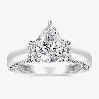 (I / I1) Womens 3 CT. T.W. Lab Grown White Diamond 10K Gold or 14K Pear Solitaire Engagement Ring