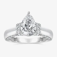 (I / I1) Womens 3 CT. T.W. Lab Grown White Diamond 10K Gold or 14K Pear Solitaire Engagement Ring