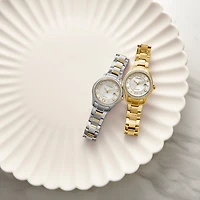 Citizen Womens Crystal Accent Gold Tone Stainless Steel Bracelet Watch Fe1147-79p