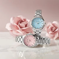 Bulova Classic Womens Diamond Accent Silver Tone Stainless Steel Bracelet Watch 96p250