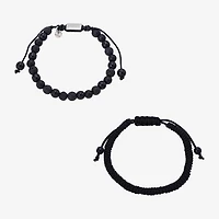 J.P. Army Mens 2-pc. Black Agate Stainless Steel Bracelet Set