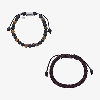 J.P. Army Mens 2-pc. Multi Color Tiger's Eye Stainless Steel Bracelet Set