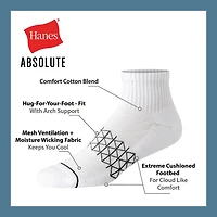 Hanes® Men's Ultimate Absolute Comfort, 3 Pairs Moisture-Wicking Ankle Socks