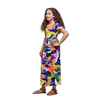 24seven Comfort Apparel Big Kid Girls Short Sleeve Floral Maxi Dress