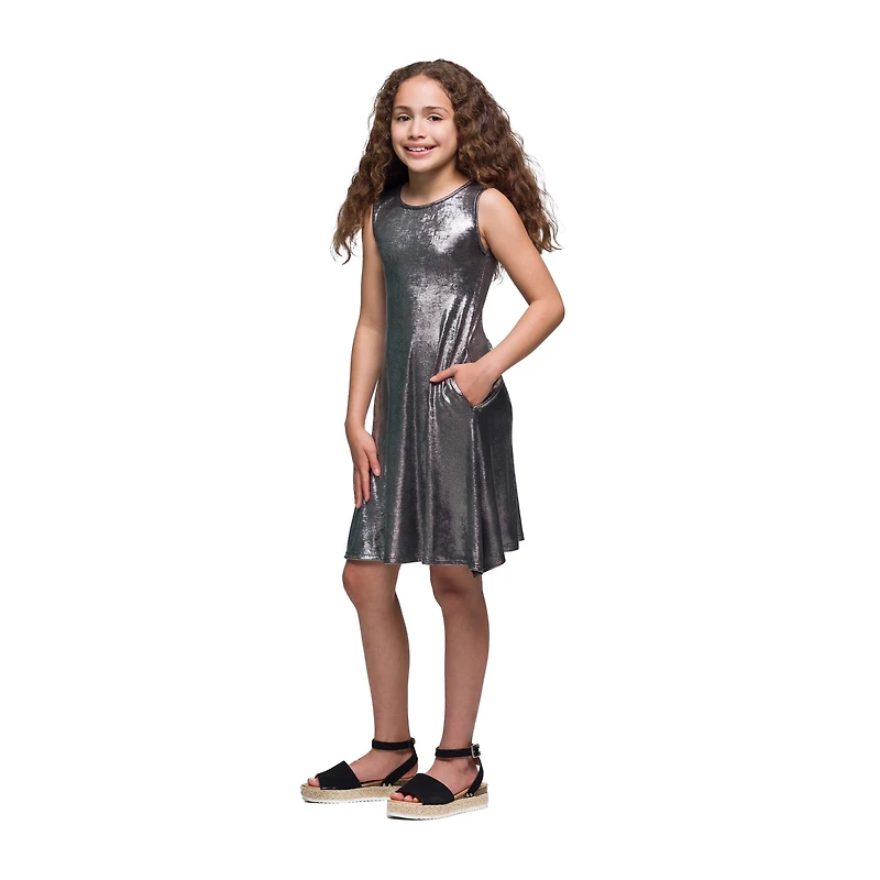 24seven Comfort Apparel Big Kid Girls Sleeveless A-Line Dress