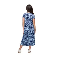 24seven Comfort Apparel Big Kid Girls Short Sleeve Abstract Maxi Dress