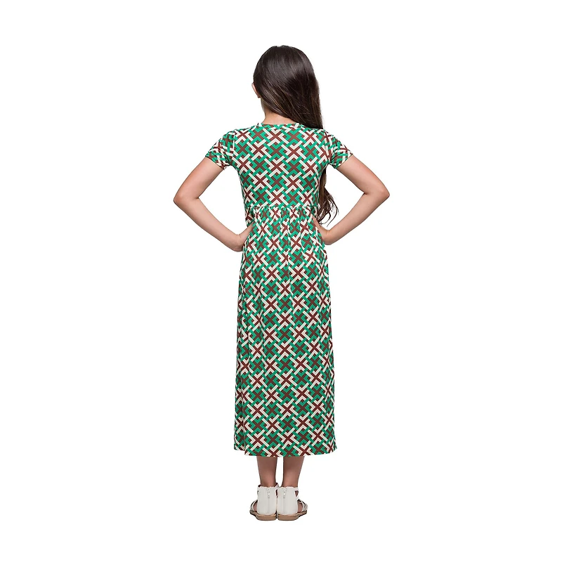 24seven Comfort Apparel Big Kid Girls Short Sleeve Floral Maxi Dress
