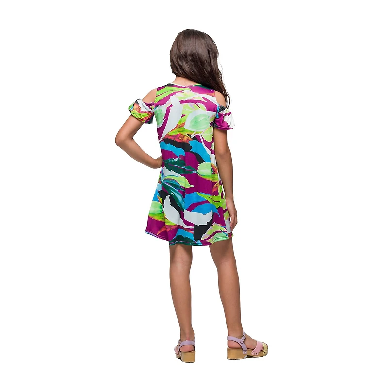 24seven Comfort Apparel Big Kid Girls Short Sleeve A-Line Dress
