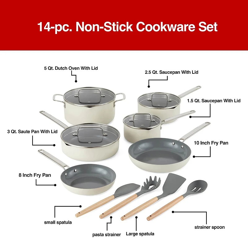 Cooks Ceramic 14-pc. Non-Stick Cookware Set