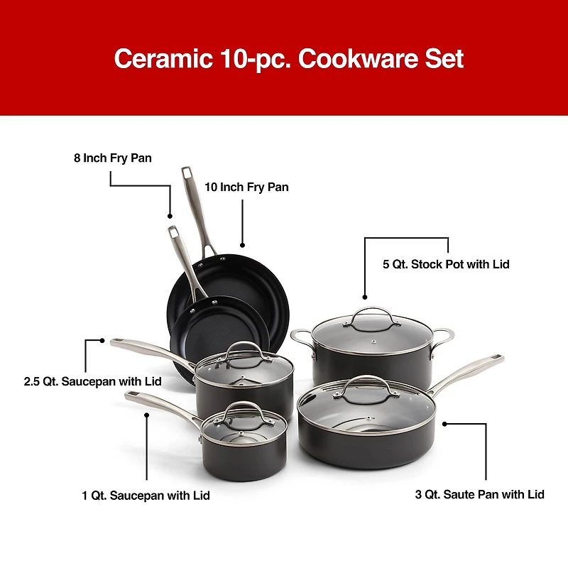 Cooks Hard Anodized Titanium Ceramic 10-pc. Cookware Set