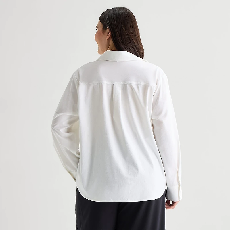 Stylus Womens Plus Long Sleeve Blouse
