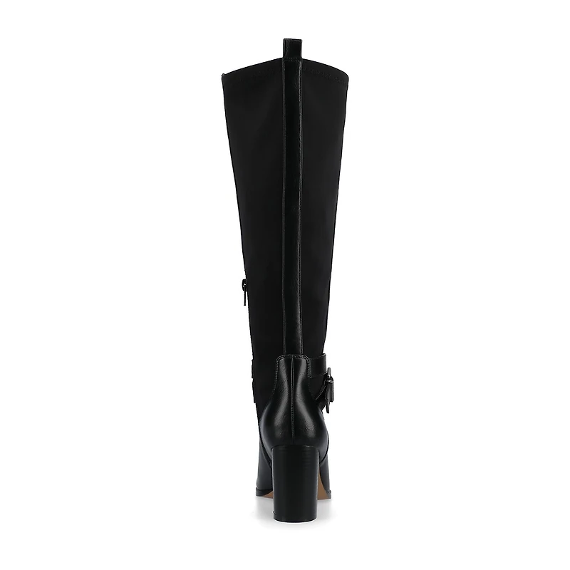 Journee Collection Womens Avalonn-Xwc Extra Wide Calf Stacked Heel Dress Boots
