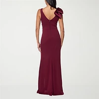 Premier Amour Womens V Neck Sleeveless Floral Evening Gown