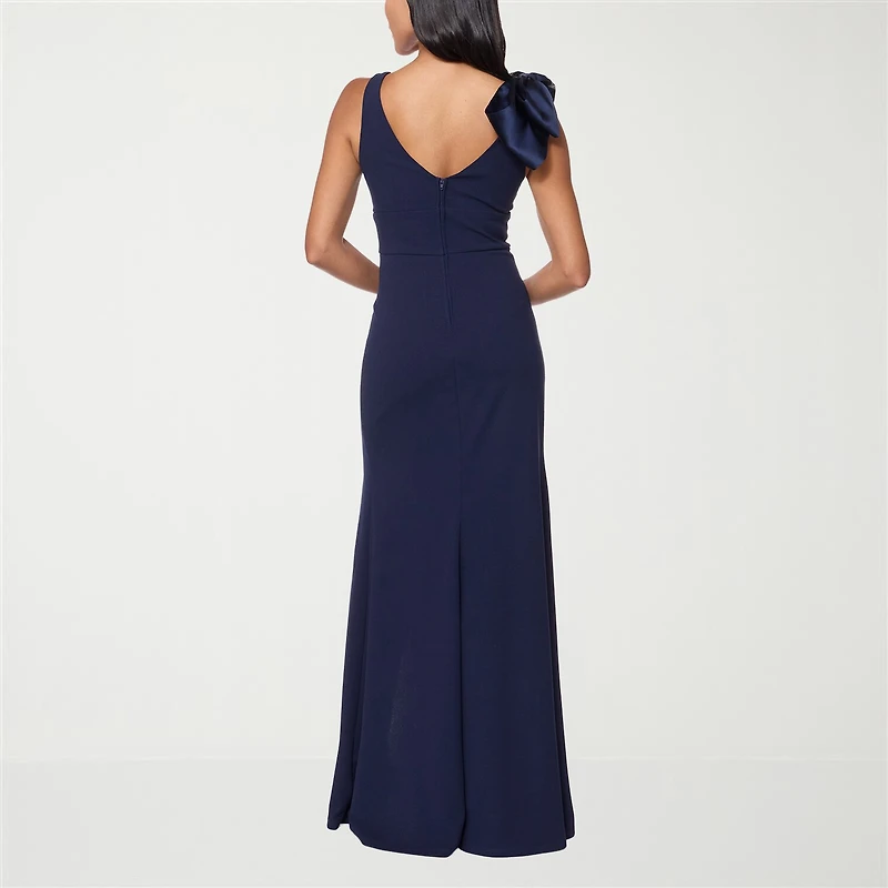 Premier Amour Womens V Neck Sleeveless Evening Gown