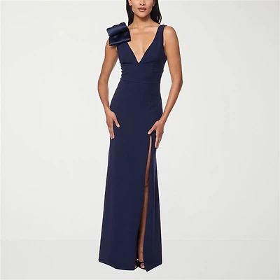 Premier Amour Womens V Neck Sleeveless Evening Gown