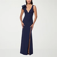 Premier Amour Womens V Neck Sleeveless Evening Gown