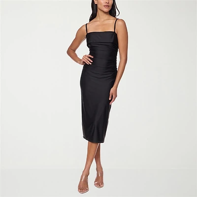 Premier Amour Womens Midi Straight Neck Sleeveless Sheath Dress