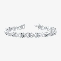 F / Si1-Si2) Womens 1/10 CT. T.W. Lab Grown White Diamond Pure Silver Over Brass 7.5 Inch Tennis Bracelet