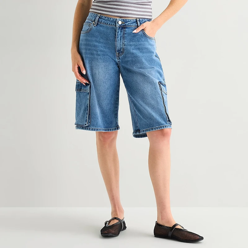 Forever 21 Womens Low Rise Juniors Denim Short