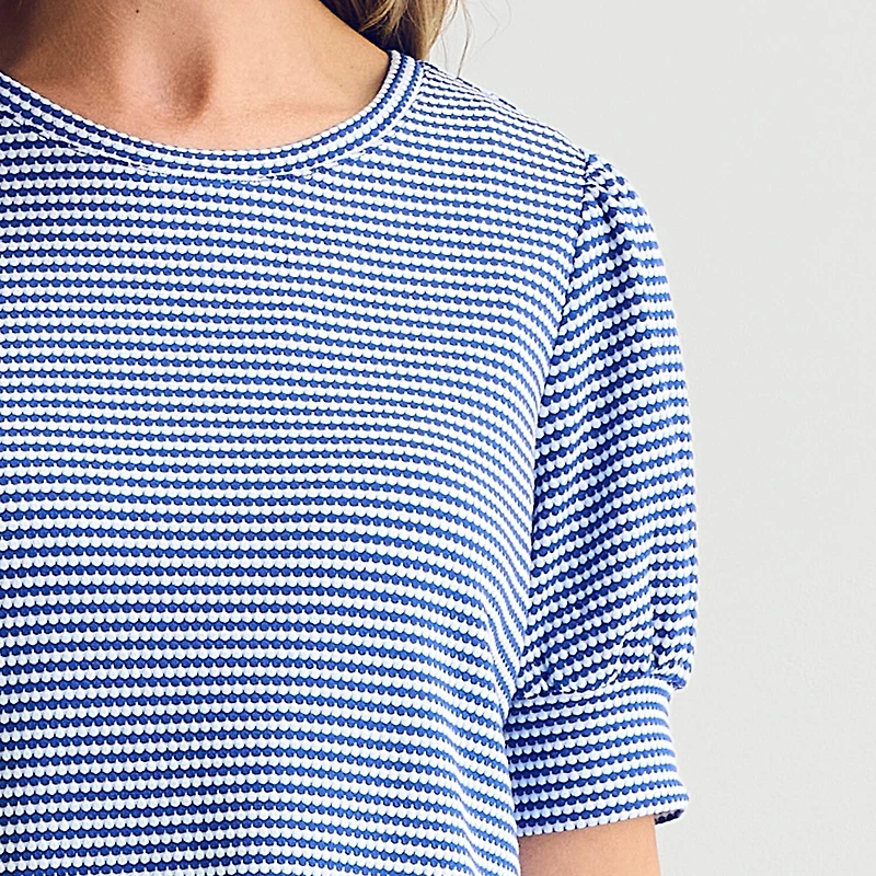 Liz Claiborne Textured Womens Crew Neck Short Sleeve Blouse