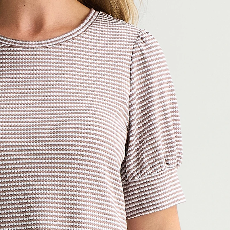 Liz Claiborne Textured Womens Crew Neck Short Sleeve Blouse