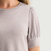 Liz Claiborne Textured Womens Crew Neck Short Sleeve Blouse