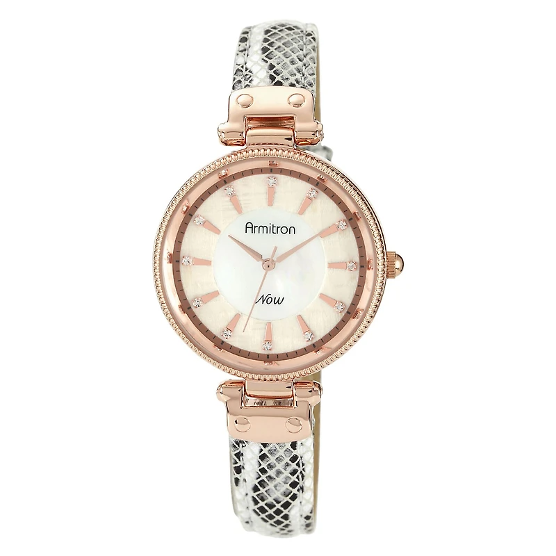Armitron® Now® Womens Rose-Tone Snake-Print Leather Watch