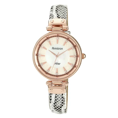 Armitron® Now® Womens Rose-Tone Snake-Print Leather Watch