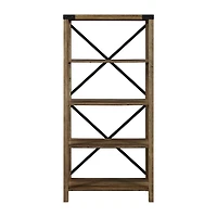 Farmhouse Metal Accented Wood Bookcase