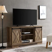 Farmhouse 65" Sliding Barndoor Wood TV Stand