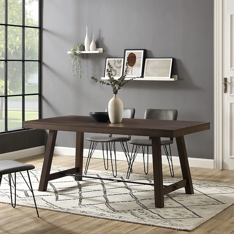 Walker Edison Rectangular Wood-Top Dining Table
