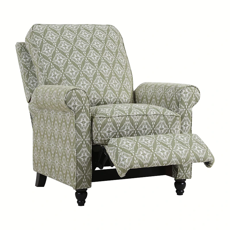 ProLounger Sheahan Transitional Roll-Arm Push Back Recliner in Diamond Medallion Print